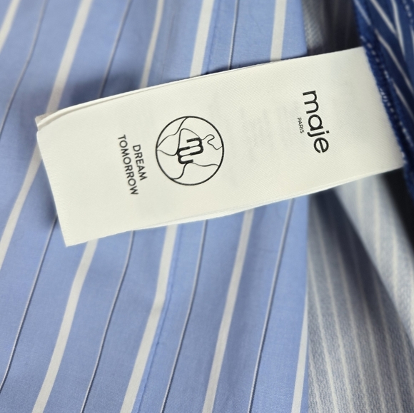 Maje 2-in-1 Striped Shirt Dress Removable Skirt Blue Size 38 US 6 NWT - Picture 16 of 17